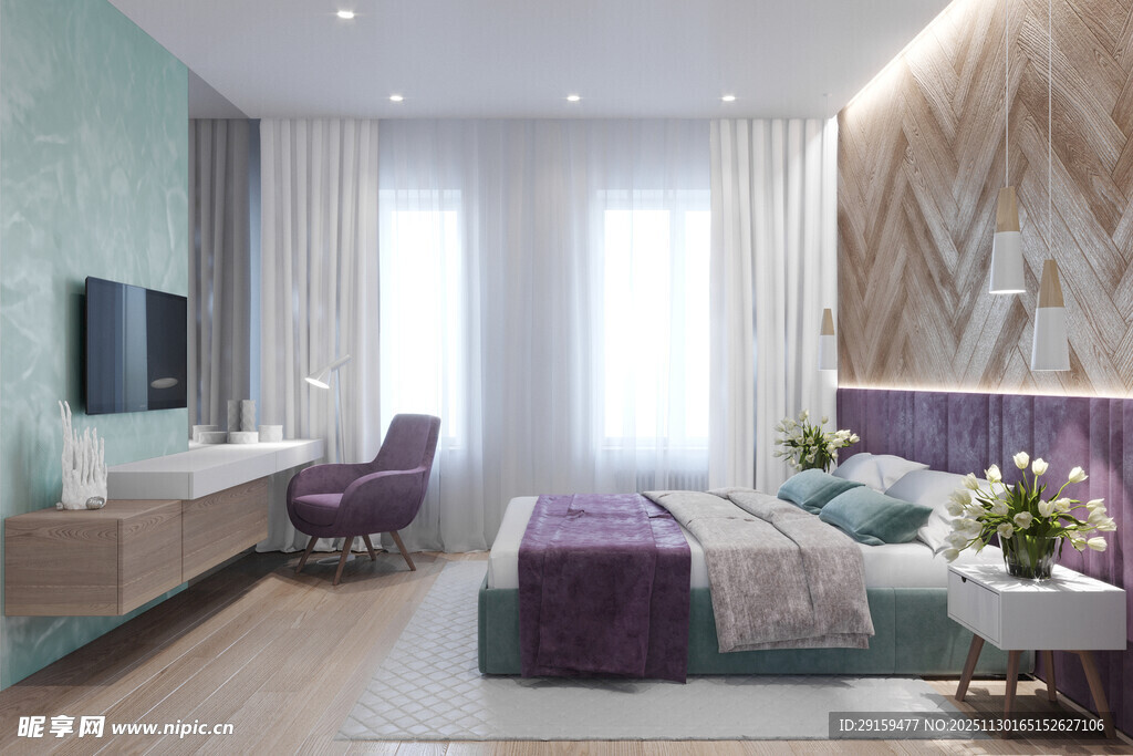 现代简约风卧室室内设计