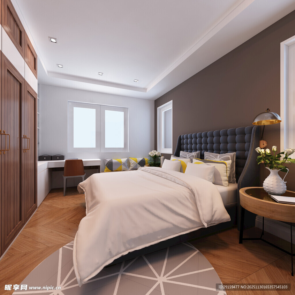 现代简约风格温馨卧室空间