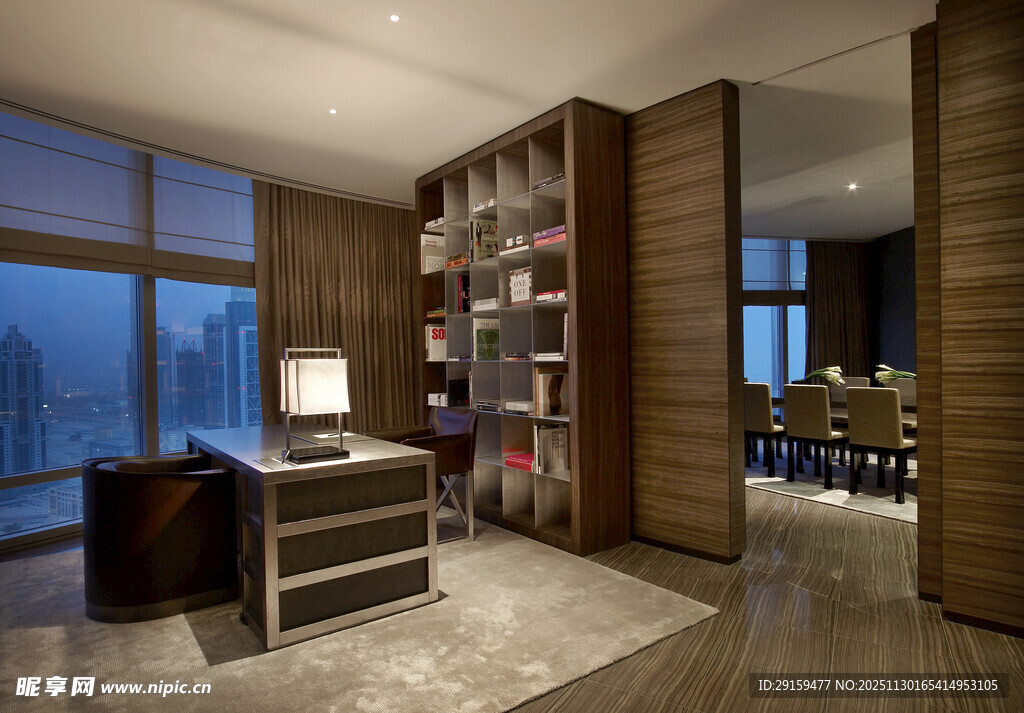 现代书房室内优雅景致