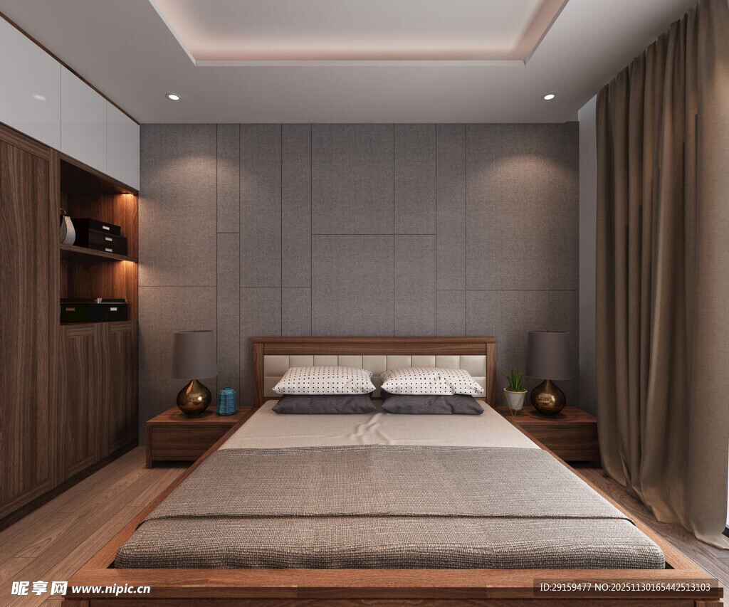 现代简约风卧室温馨场景