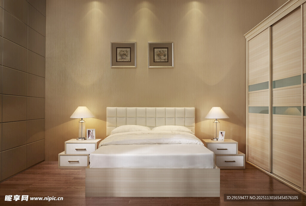 简约温馨卧室室内场景