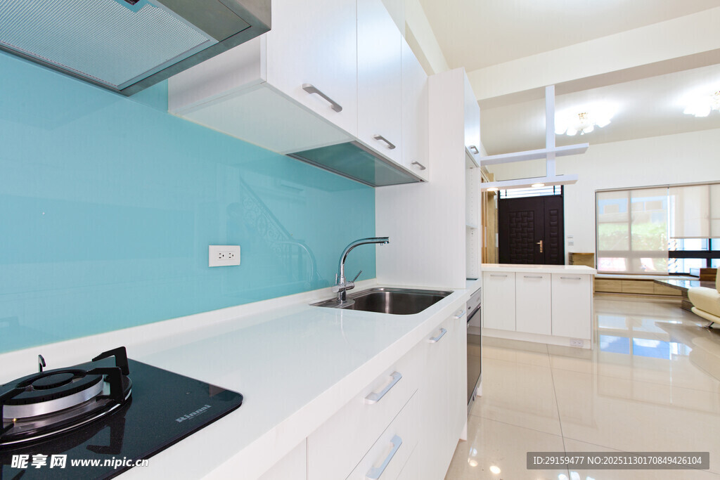 清新蓝白调现代简约厨房
