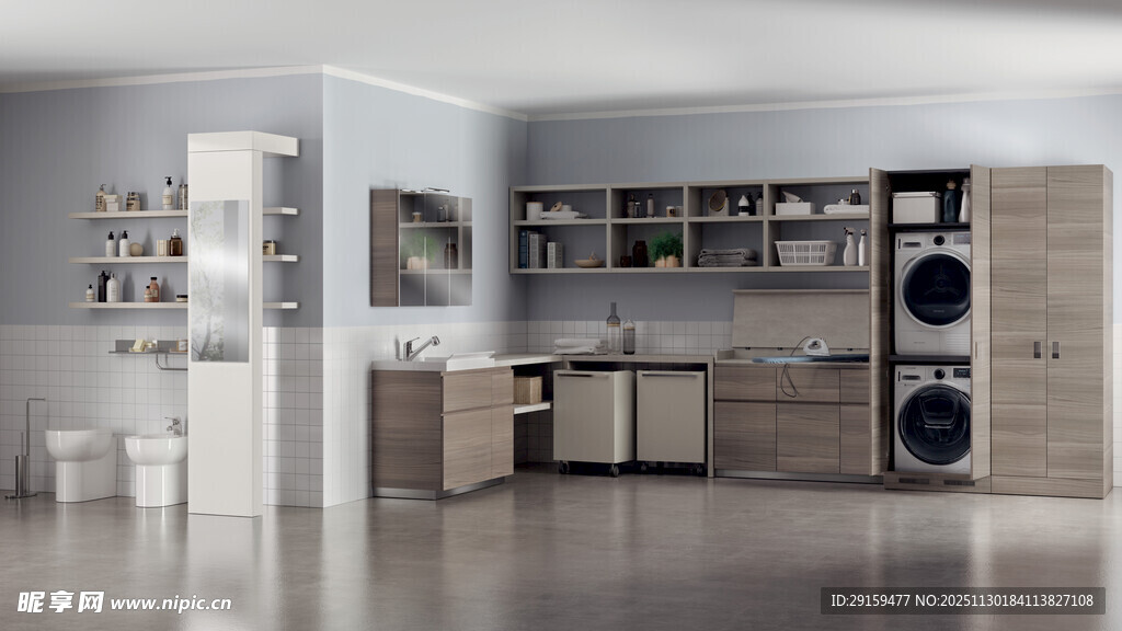 现代简约风家庭洗衣房场景