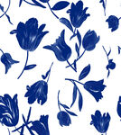 蓝白花卉图案设计素材