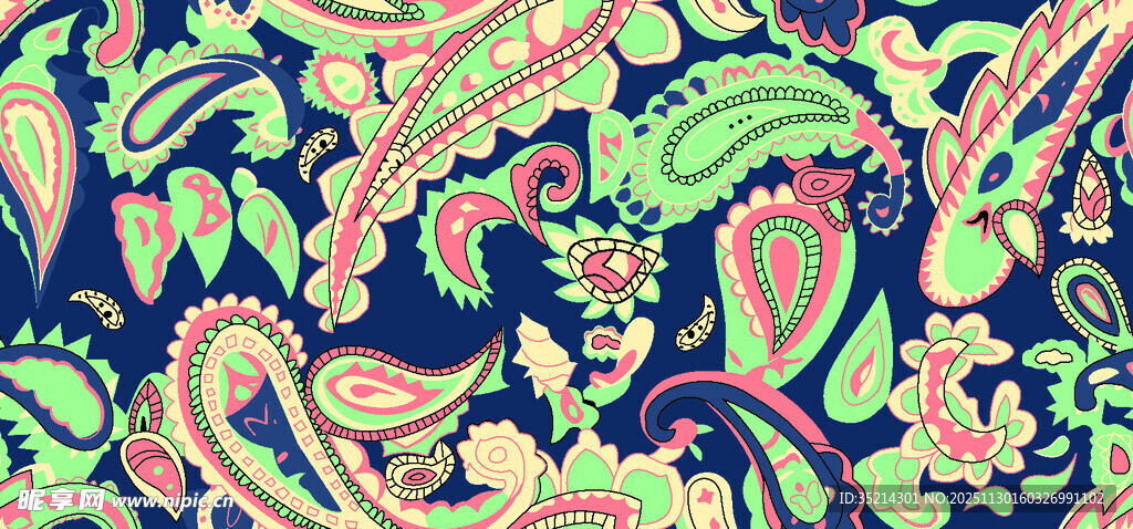 复古多彩花卉图案纹理