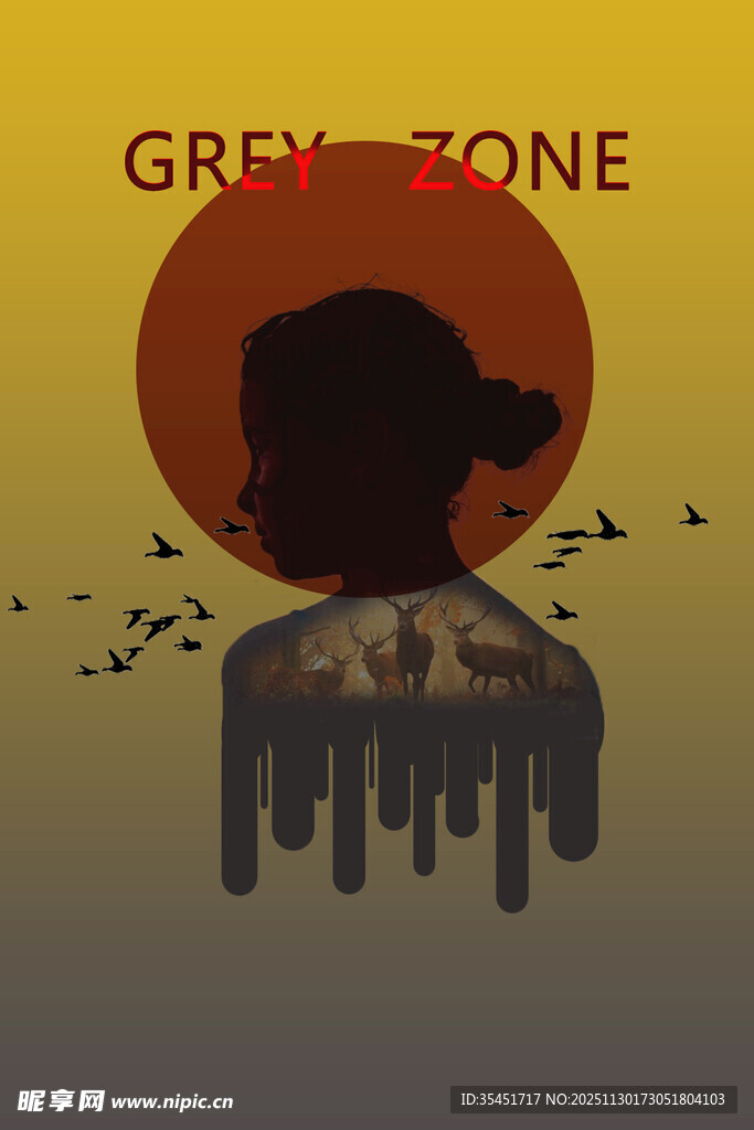 渐变风格抽象人物艺术图