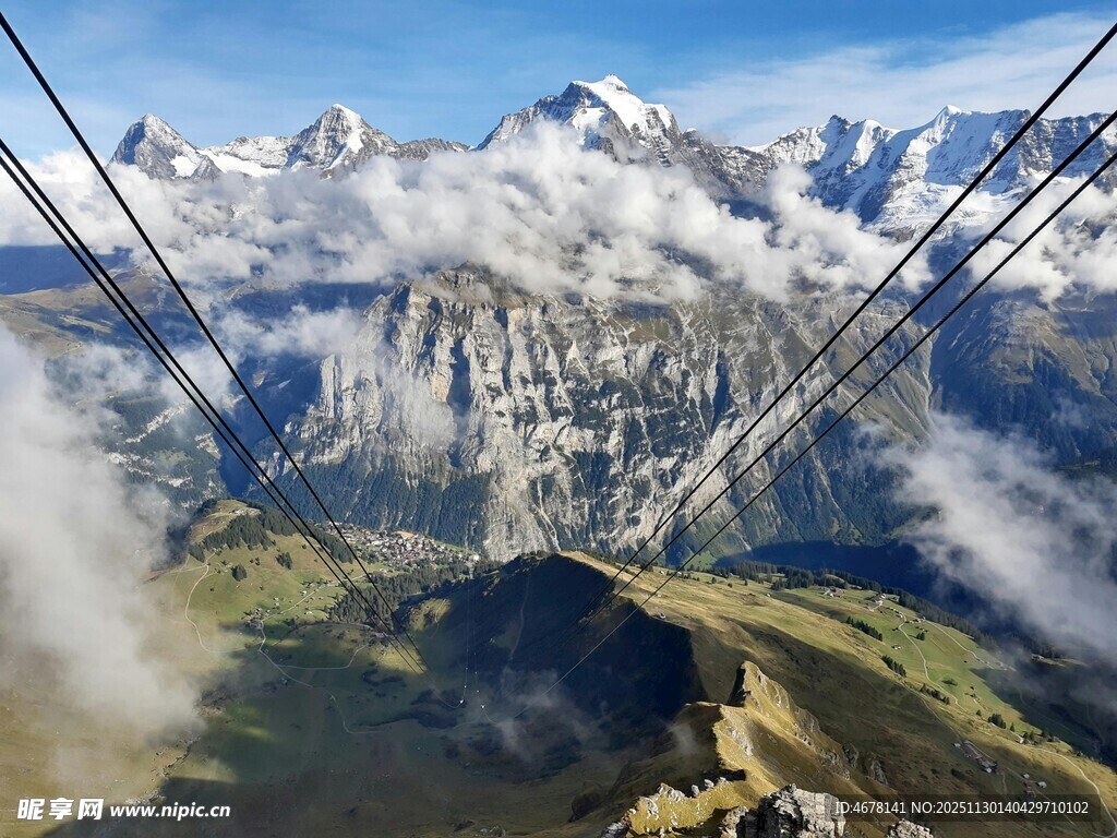 阿尔卑斯山缆车风景