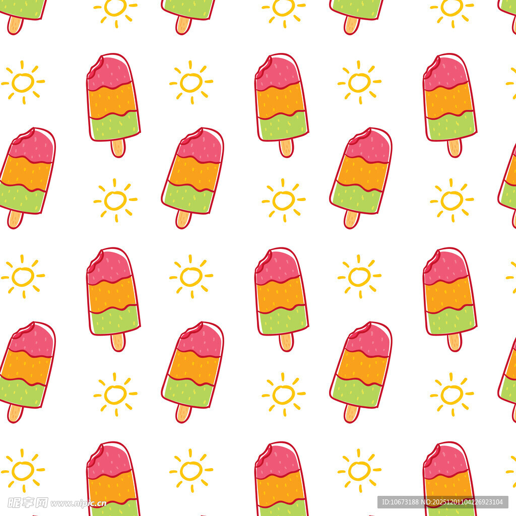 多彩冰淇淋夏日图案