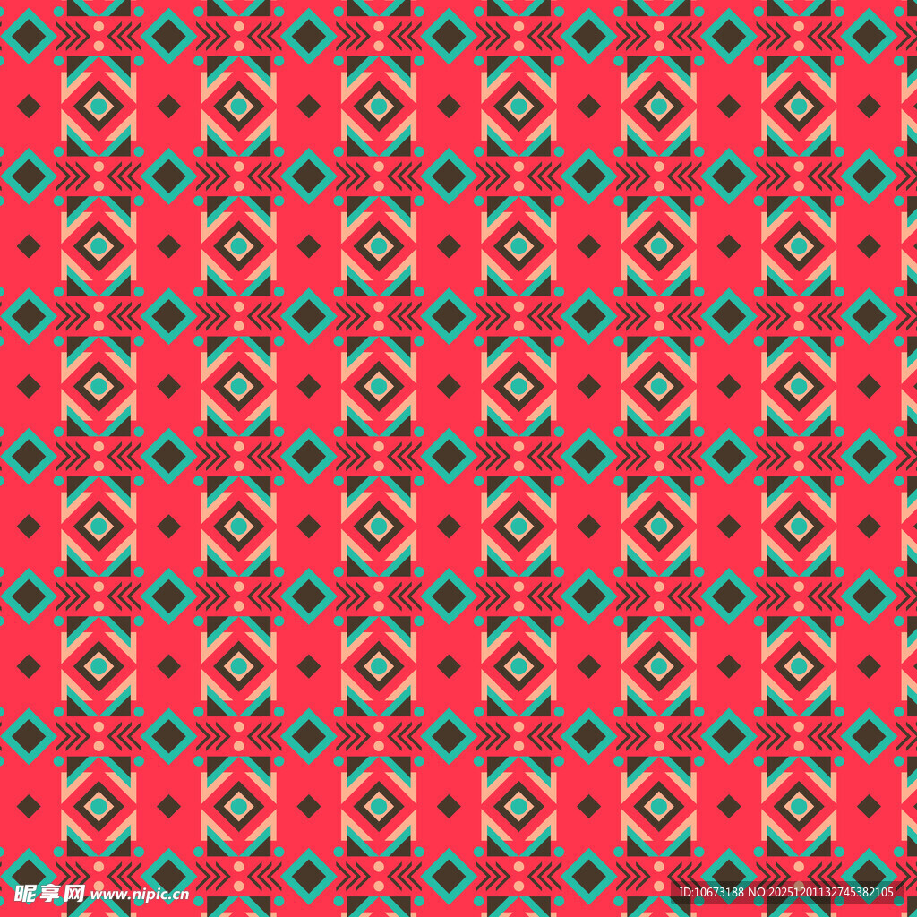 红色几何图案无缝花纹背景