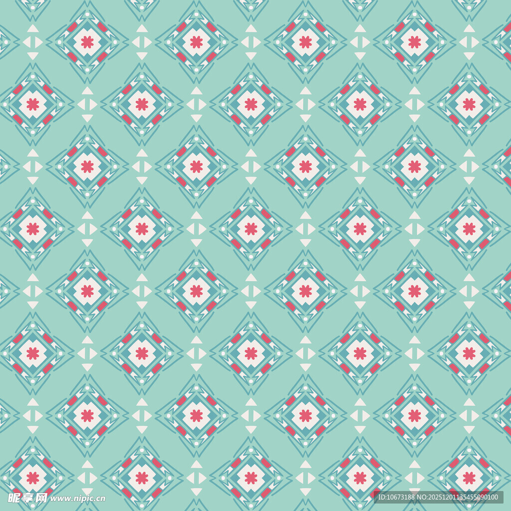 清新花卉几何图案背景