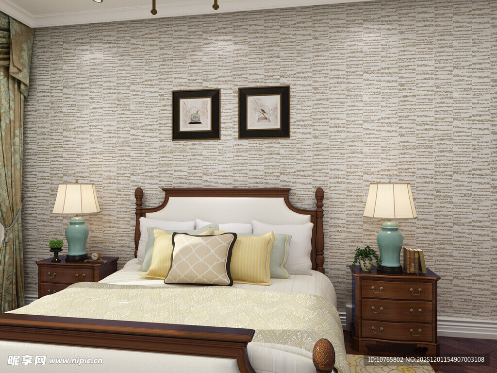 简约卧室温馨床铺场景