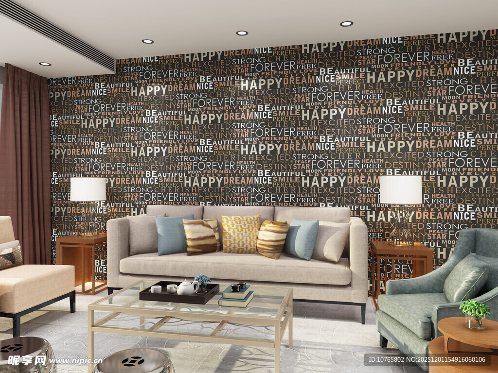 现代简约风客厅沙发背景墙