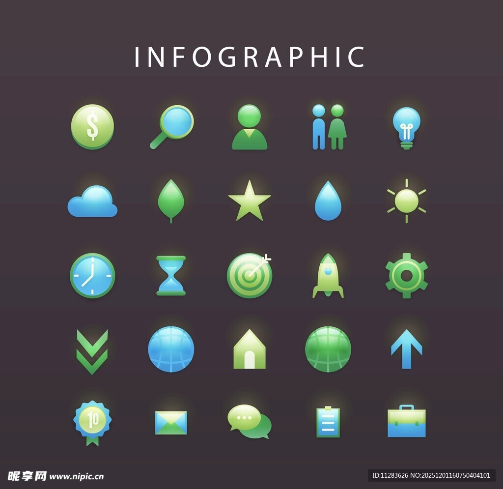 多彩扁平化信息图表图标集