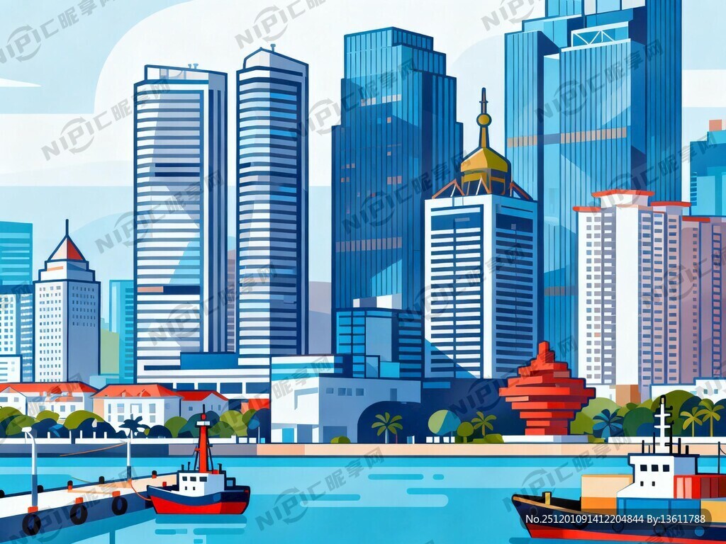 海南自贸港港口、海口建筑