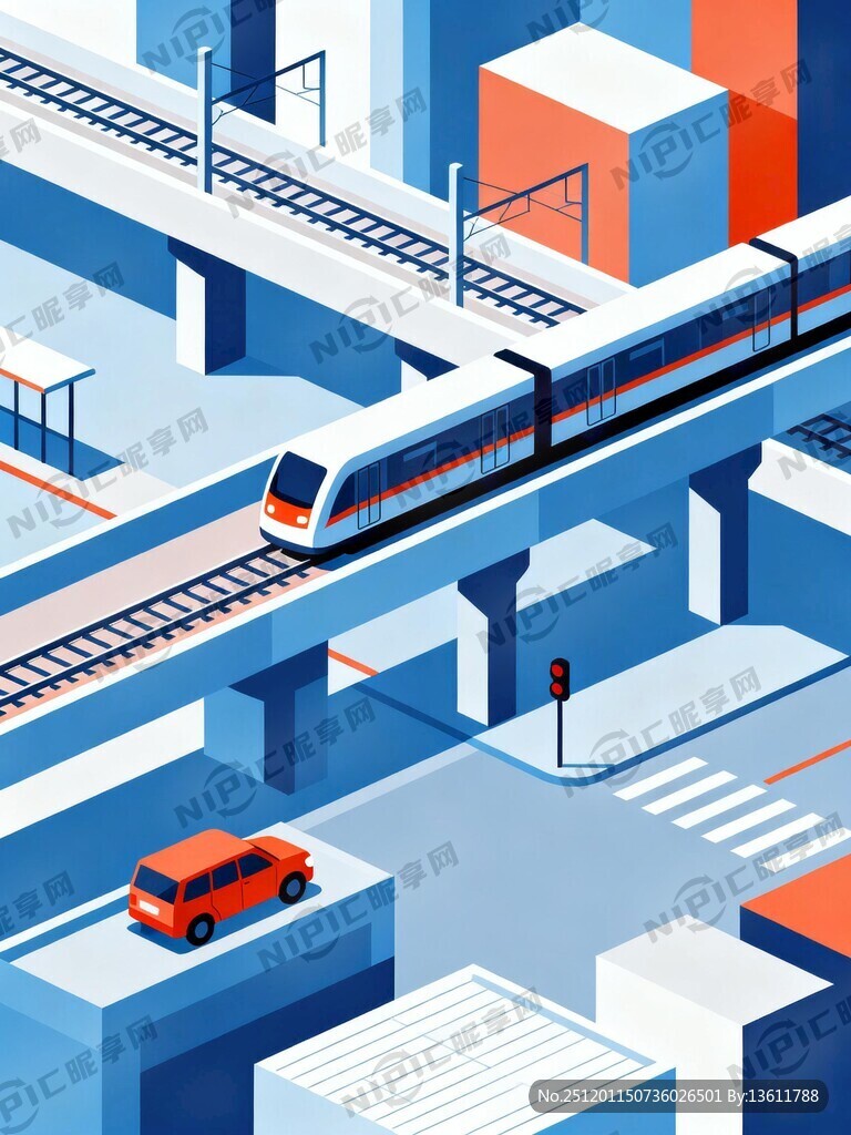 交通出行 立体 远景