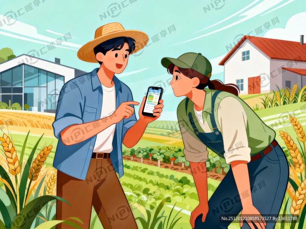 年轻的新农村人、有互动的2个农