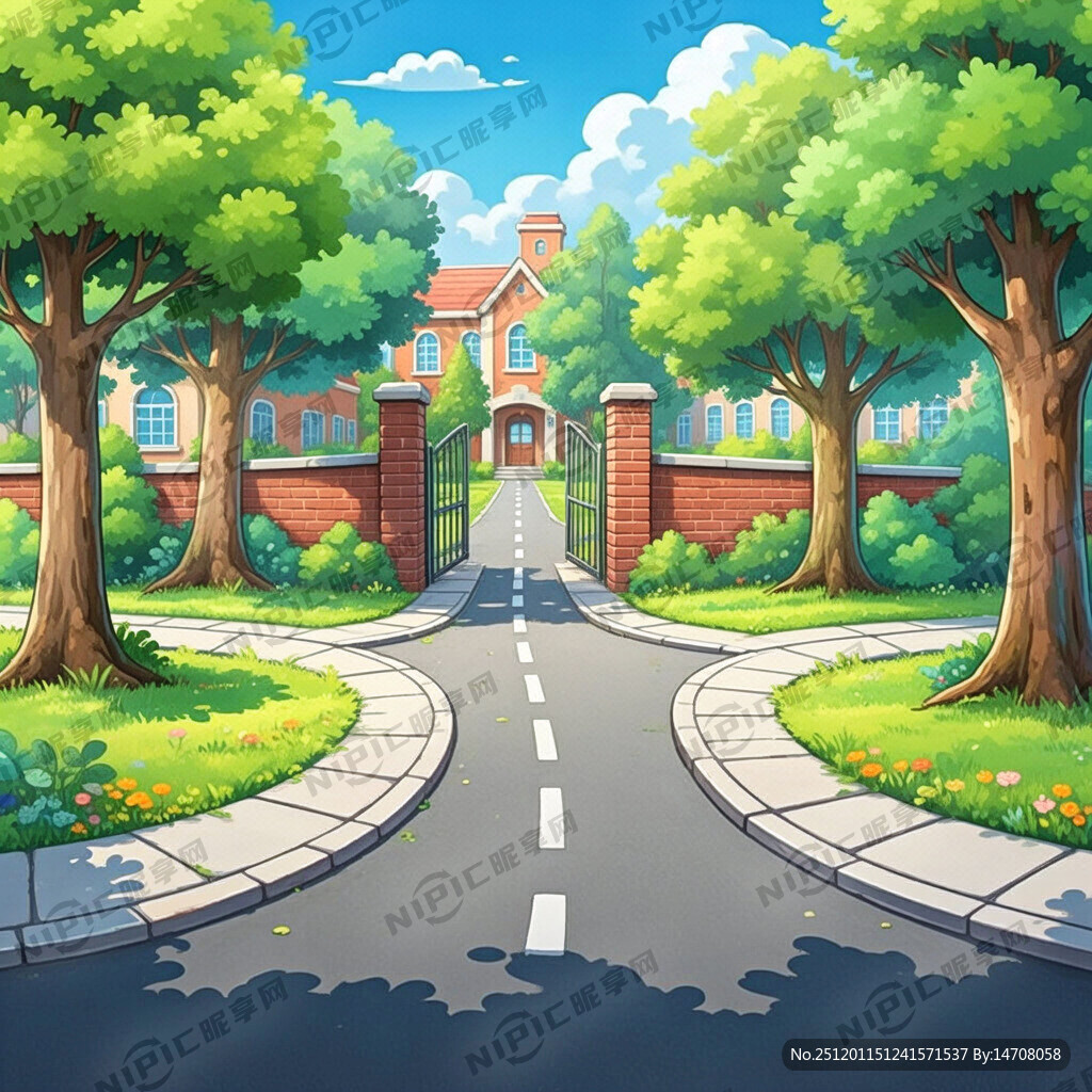 四条卡通道理 有树木