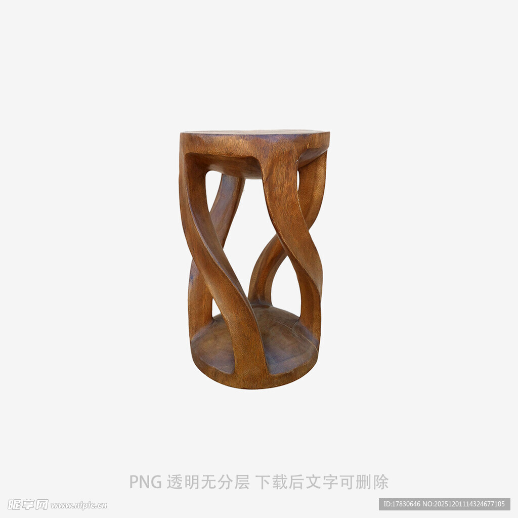 独特木质扭曲造型小凳