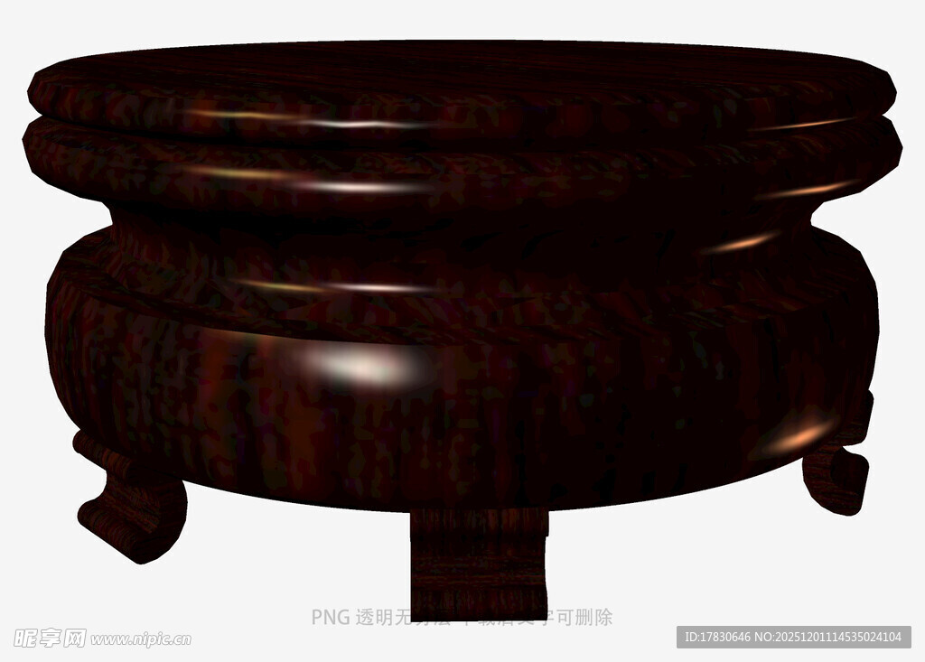 古典深色圆木凳