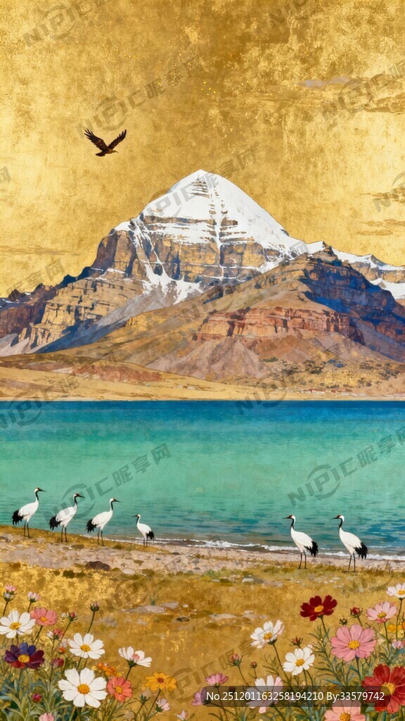 唐卡风格  冈仁波齐神山 