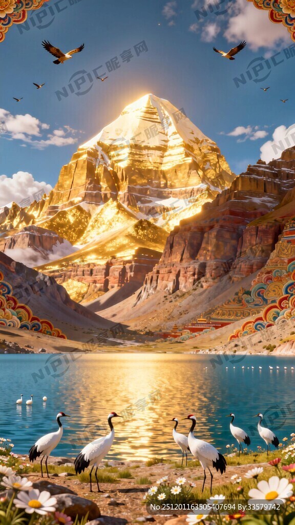 唐卡 金光  冈仁波齐神山 