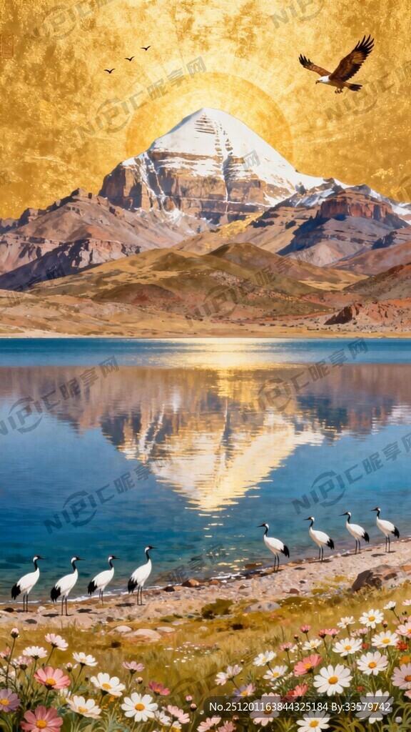 唐卡 金光  冈仁波齐神山 