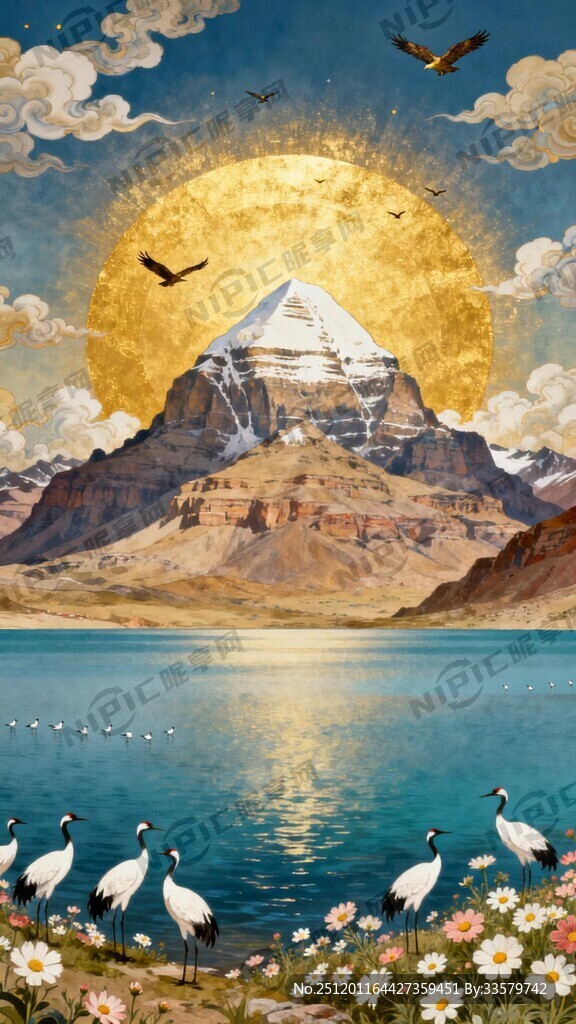 唐卡 金光  冈仁波齐神山 