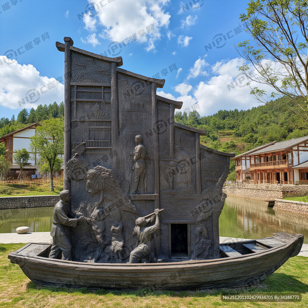 做一个南漳县城关镇船湾村的雕塑