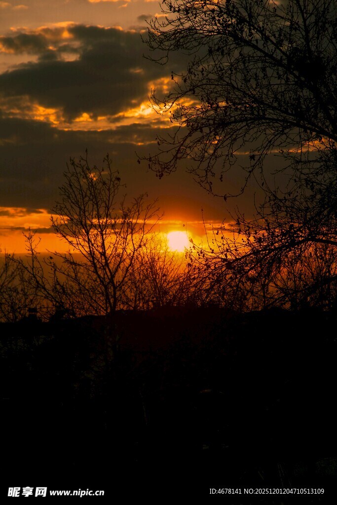 日落时分的剪影美景