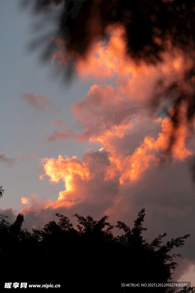 夕阳下绚烂的天际云彩