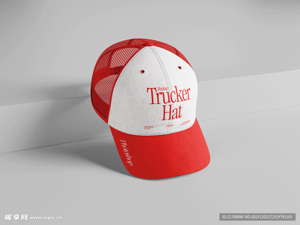红白卡车司机帽展示