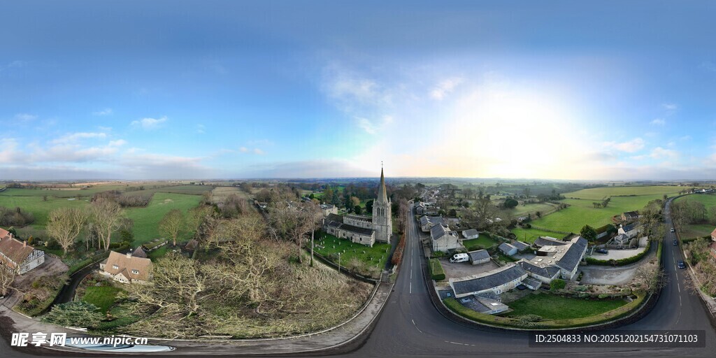 俯瞰美丽开阔田园风光