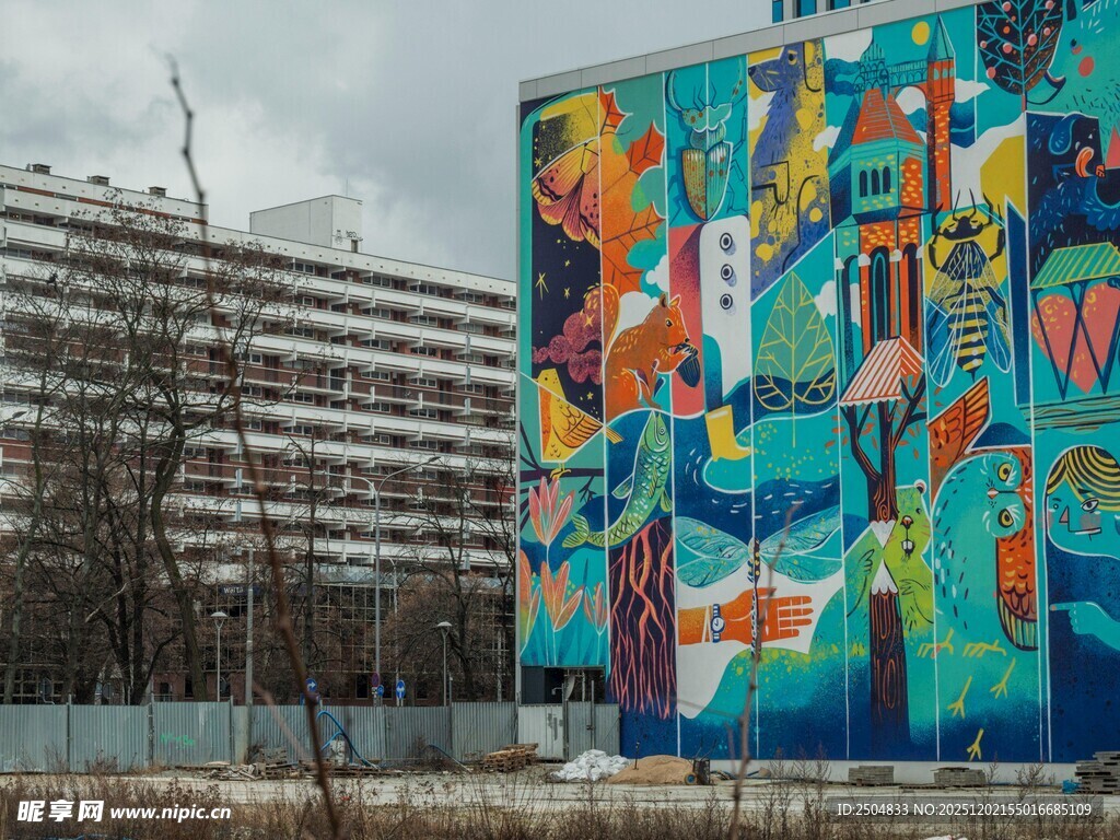 多彩墙面艺术涂鸦作品