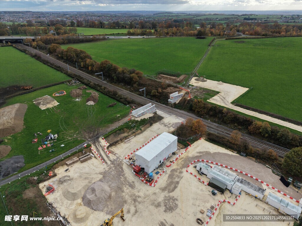 乡村在建工地俯瞰景象