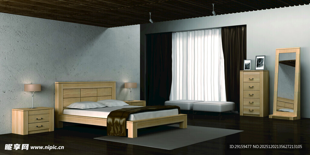 简约现代风格卧室场景