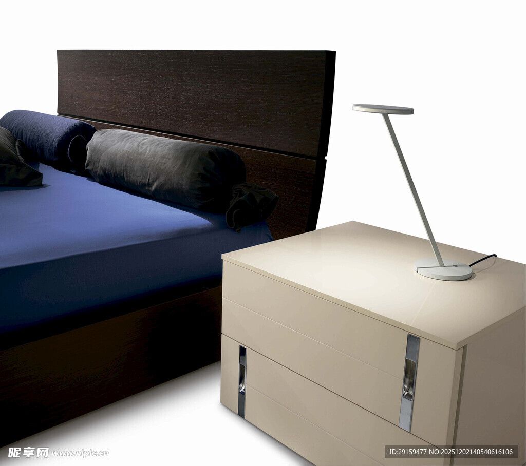 现代简约床头柜与床组合