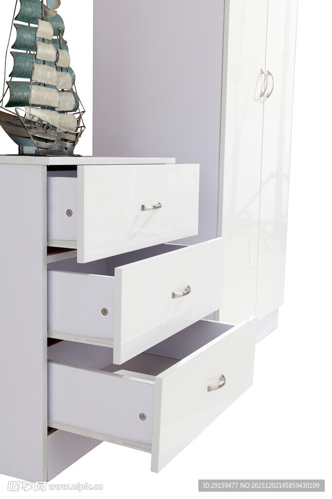 白色抽屉式收纳柜展示