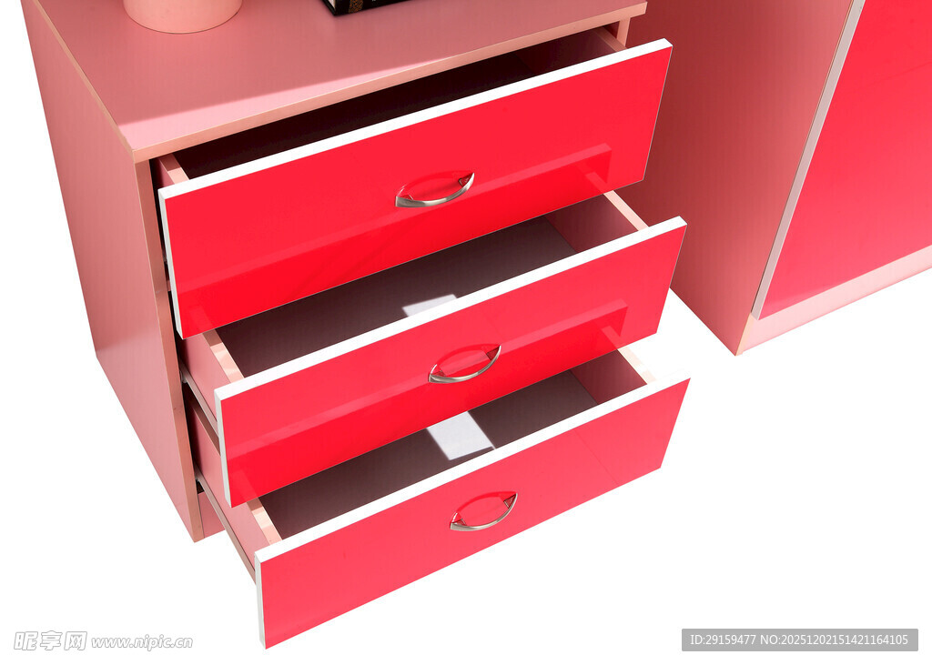 红色抽屉式收纳柜展示