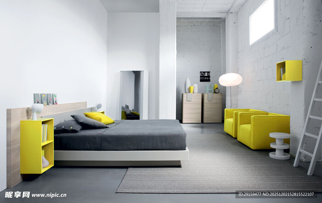 现代简约风明亮卧室空间