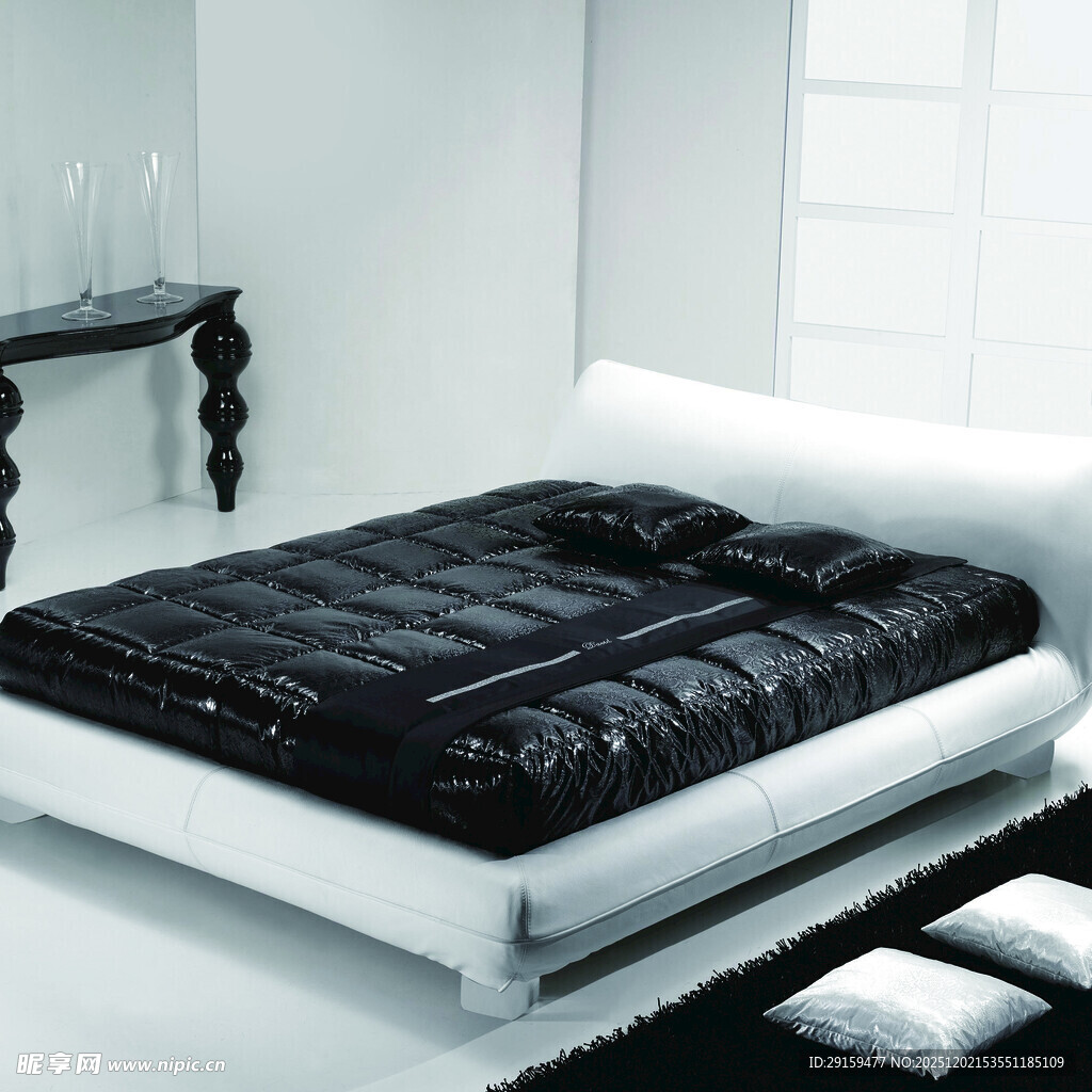 现代简约风格黑白系床铺