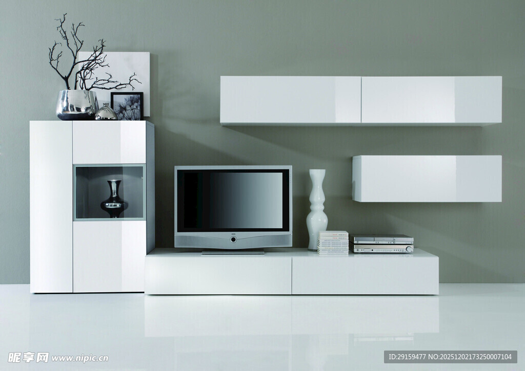 现代简约风格白色电视柜