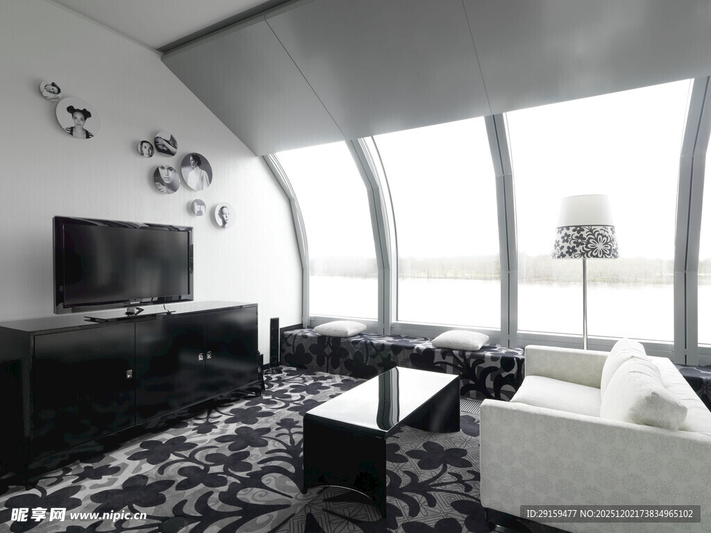 现代弧形窗客厅室内设计