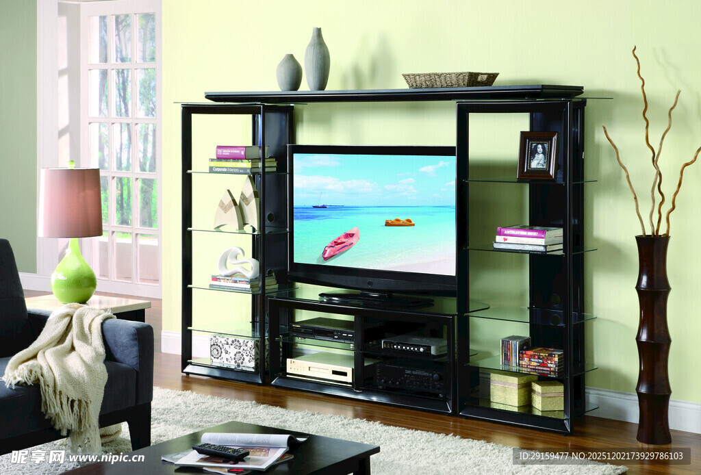 现代客厅电视架摆放展示