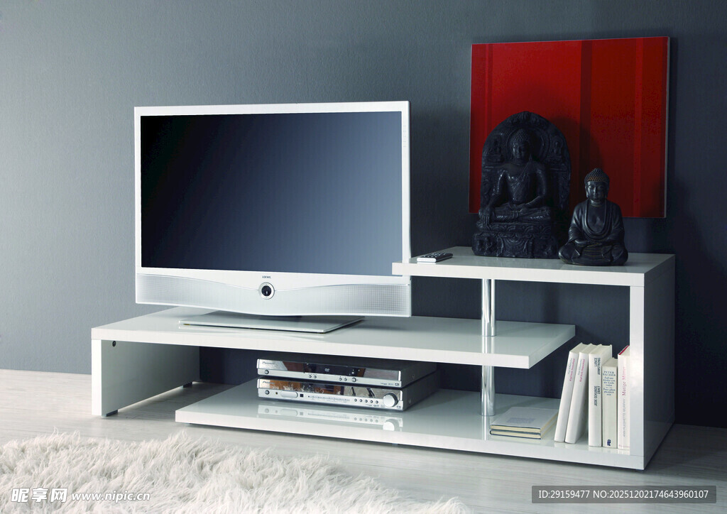 现代简约白色电视柜