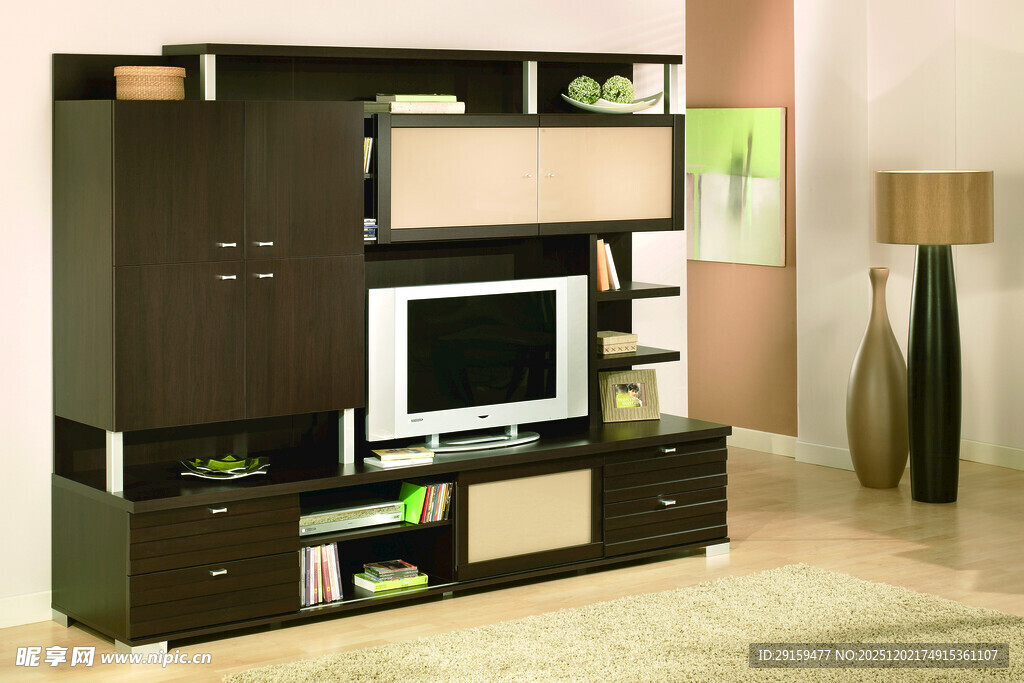 现代风格黑色组合电视柜