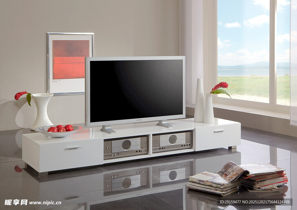现代简约风格白色电视柜