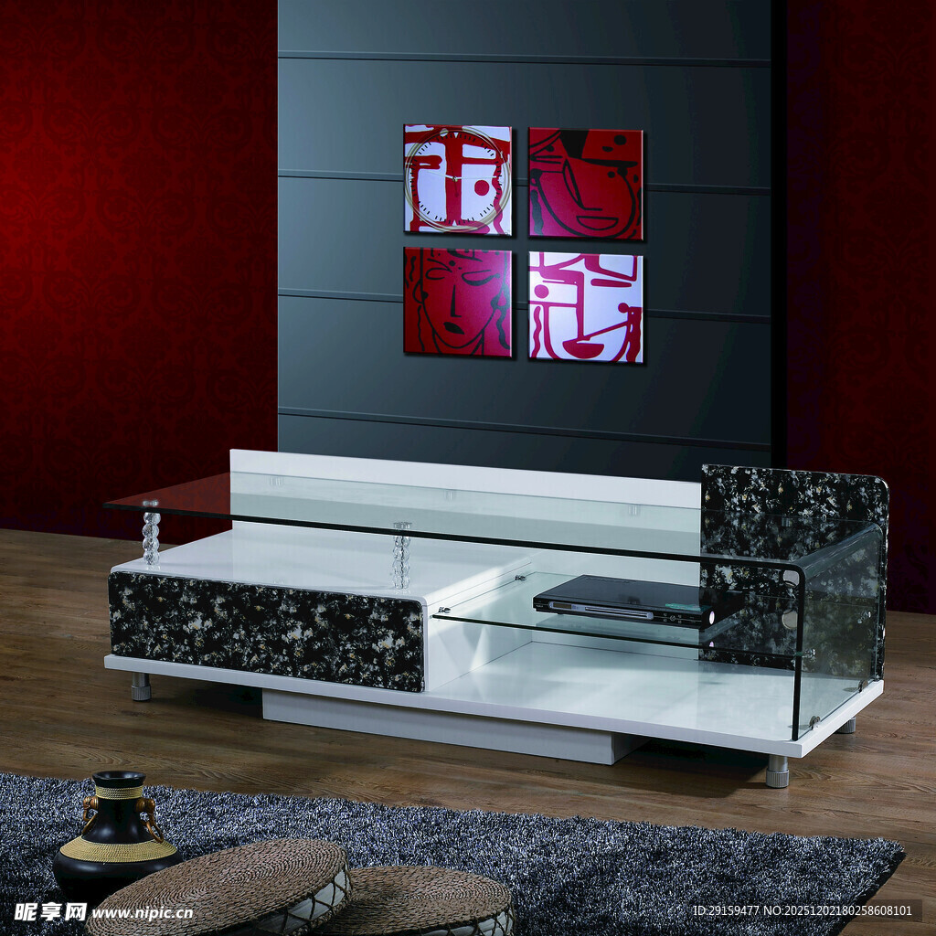 现代时尚黑白电视柜