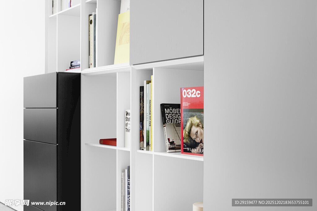 现代简约风格白色书架