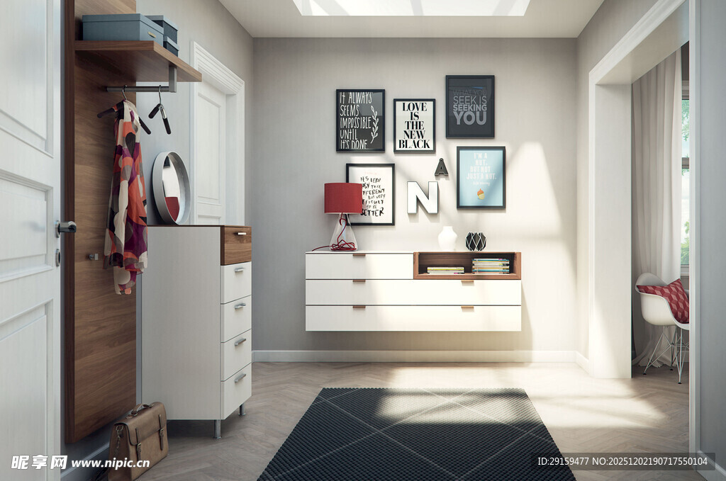 简约明亮的家居走廊空间