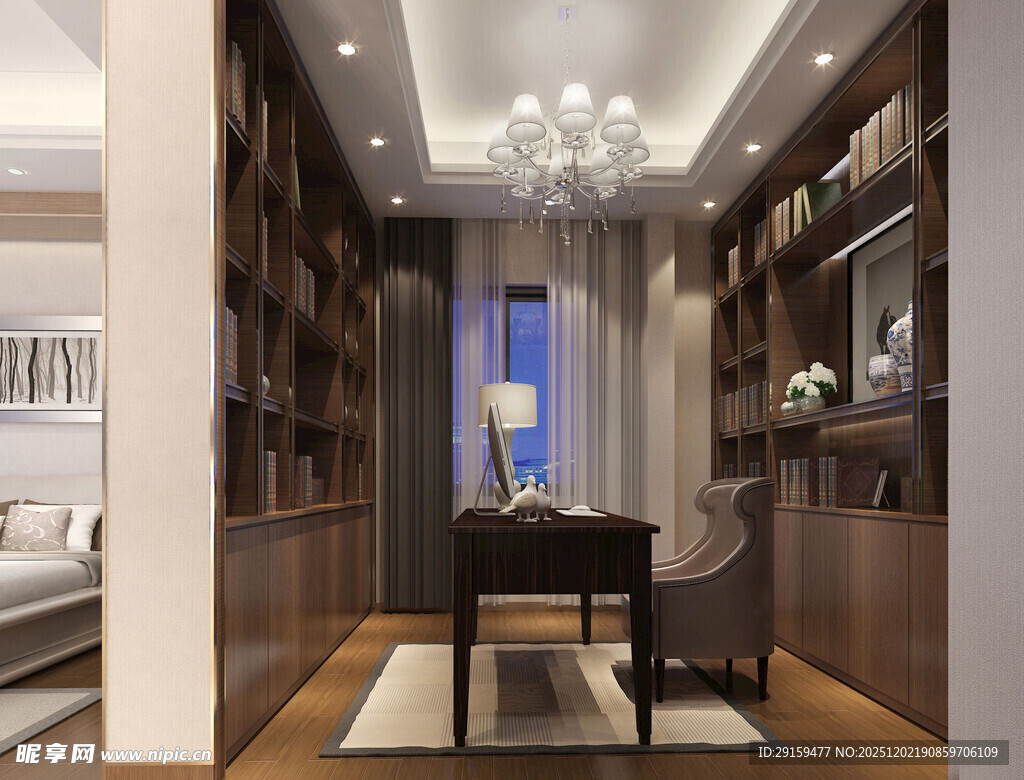 现代书房优雅静谧空间